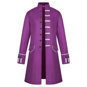 Mäns Jackor Män Jacka Ställ Krage Coat Solid Färg Topp Två Fickor Knappar Stängning Halloween Cosplay Kostym