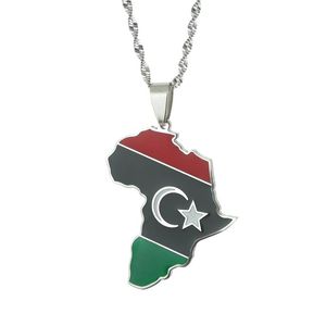 Ketten Silber Libyen Eritrea Flagge Halsketten Anhänger Frauen Männer Mädchen Gold Farbe Modeschmuck