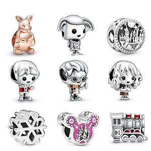 Memnon Smycken 925 Sterling Silver Polerad Snöflinga Charm Girl och Boy Charms Bead Fit Pandora Style Armband DIY