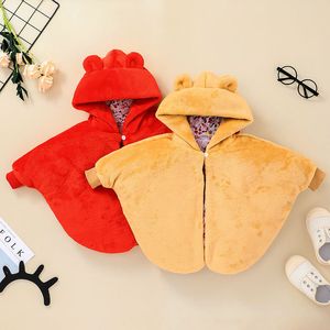 아기 키즈 Poncho 후드 벨벳 케이프 코트 가을 2021 0-3t 어린이 소녀 일반 소프트 겉옷을위한 최신 부티크 옷
