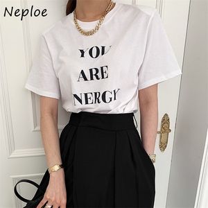 O Neck Pullover Kortärmad T-shirt Kvinnor Letter Summer Loose Tees Femme Causal Soft Ladies Topp Kläder 210422