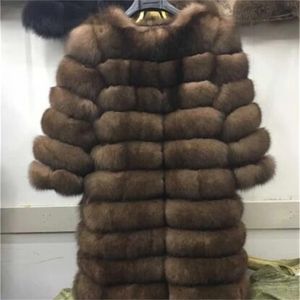 Naturlig Real Fur Coat Vinter Kvinnor Lång stil Äkta Jacka Kvinna Quali-1ty 100% Overcoats-Jaon 210816