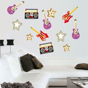 New cartoon guitar recorder children room household adornment wall stickers in the wall to stick on the wall 210420