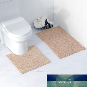 Badmattor 2st Microfiber mattor Chenille Golvmattan Mjukt tvättbar Badrumsmatta Matsal Hem Sovrum Trappor Anti-Slip