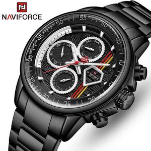 Naviforce Fashion Casual Mens Klockor Lyx Märke Rostfritt Stål Klocka Man Sport Armbandsur Vattentät Quartz Klocka För Män 210517