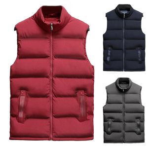 Men's Vests Casual Men Winter Stand Collar Pocket Zipper Vest Plus Size Thick Warm Waistcoat Dispel Cold Keep In