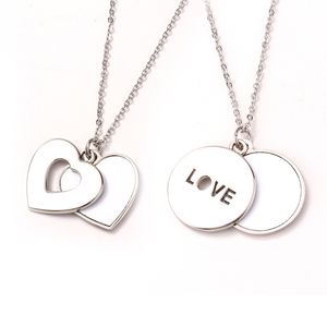 Sublimated Pendant Sublimation Necklace Valentine's Day Necklaces White DIY Lovers Heart Round Shape Ornament Customized Gift A02