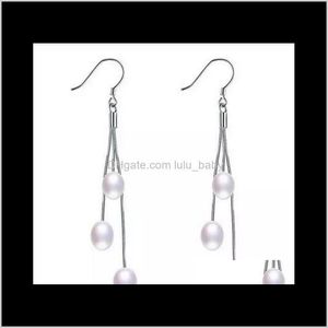 Stud Earrings Jewelry Drop Delivery 2021 A Pairs Of 7-8Mm Water Droplets Shape White Nature Pearl Earring 925 Sier Ohuqv