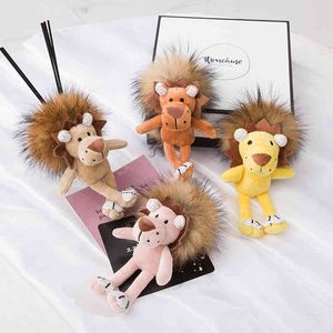 Żywy Długowłosy Lion Cub Charms Brelok Zabawki Keyring Kobiety Torba Ornament Multi Cel Celtet Key Lanyard Emo Biżuteria Prezenty