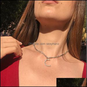 Colares pendentes pingentes jóias fêmeas de jóias Chain de cristal de luxo Carta de charme de alfabetismo de charme curto para mulheres Colliers1 Drop dell