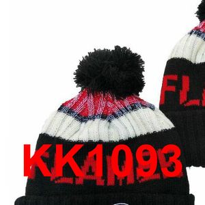 2021 Flames Hóquei Beanie North American Team Side Patch Winter Winter Sport Knit Chapéu Crânio Caps A2