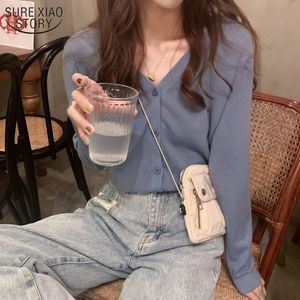 Knitted Solid Singel Breasted Winter Clothes Women Casual V-neck Long Sleeve Cardigan Loose Thin 's Sweaters 11753 210508