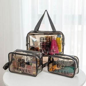 良い品質防水女性化粧品ハンドバッグ旅行メイクアップPVCバッグジッパー3サイズオプション100ピース/ロット