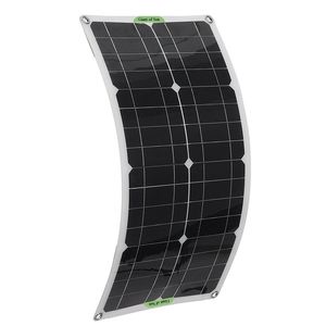 250W Portable Solar Panel Kit Dual DC USB Charger Single Crystal Semi-flexible Power w/ 60A/100A Controller - 60A
