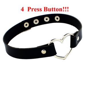 Wholesa 12 Stück/Lot Punk-Halsband für Damen, 4 Knöpfe, verstellbar, weiches PU-Leder, niedliche Party-Schmuck-Halskette mit Herz-Schnalle