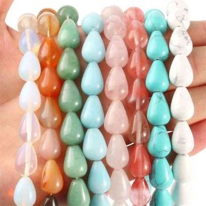 Natural Stone Turquoises Agates Tiger eye Quartz Opal Water Drop Shape Loose Beads For Jewelry Making DIY Bracelets Charms