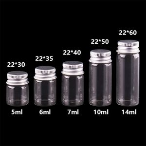 5 ml, 6 ml, 7 ml, 10 ml, 14 ml, winzige transparente Glasflaschen mit silbernem Schraubverschluss, niedliche Glasfläschchen, DIY-Handwerk, 100 Stück 210331