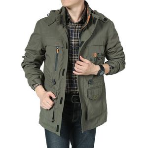 Trench coat da uomo giacca di media lunghezza primavera e autunno casual sciolto con cappuccio taglie forti cappotti da uomo lunghi da uomo