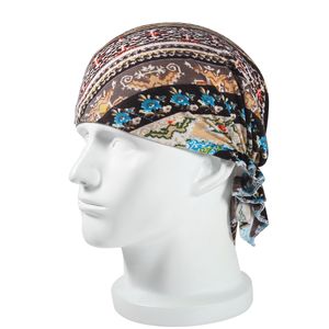 Ladie Printed Stretch Cottons Headscarves, Kwiat Wzorzyste Kapelusze pirackie dla mężczyzn Bele kobiety są elastyczne i pasują do 55 do 60 cm w obwodzie