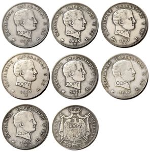 STATI ITALIANI, REGNO DI NAPOLEONE, Napoleone I, 5 Lire, Craft a set 1808m-1813m 7pz Moneta Placcata Argento Copia accessori per la casa