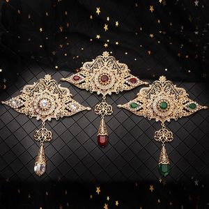 Pins, Brooches Large Size Moroccan Style Jewelry Brooch Classic Hollow Crystal With Rhinestone Arabic Wedding