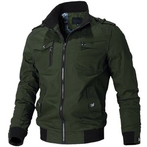 Marka Askeri Ceket Kış Kargo Artı Boyutu S-3XL 4XL Ücretsiz Hediye Ile Mens Green Haki 5 Colorscasual Adam Ceketler 211217