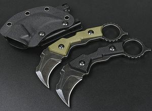 Özel Teklif Karambit Bıçak D2 Siyah Taş Yıkama Bıçak Tam Tang G10 Kolu Sabit Bıçakları Pençe Bıçaklar Kydex ile