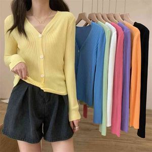 Camicia di protezione solare da donna in cardigan lavorato a maglia con scollo a V in seta ghiaccio retrò, top casual, abbigliamento estivo di moda coreana 210520