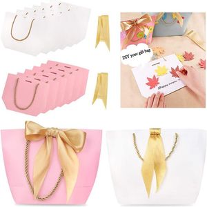 5 Colors Boutique Clothes Gift Packaging Bag Cardboard Paper Bags Food Fruit Cothing Shopping Package with Handle