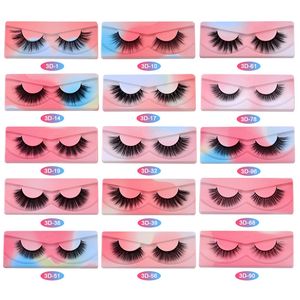Faux 3D Mink Eyelashes Natural Wispy False Eyelash Soft Curl Fluffy Lashes Extension With Color Tray Makeup Tool