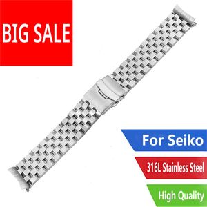 22mm toppkvalitet ihålig krökt ände Solid Länkar Byte Klock Bandband Armband Dubbel Push Clasp för SKX007 Bands