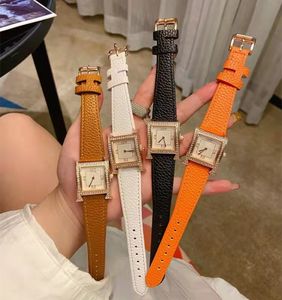 Fashion women's Alphabet Square Watch High-End Quartz Movement Luxury Design Leather Strap With Diamonds watches