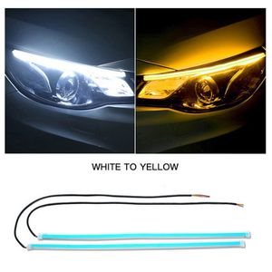 Cars DRL 30cm 45cm 60cm Red White Yellow Blue LED Daytime Running Lights with Turn Signal Guide Strip for Headlight Assembly 2 pack