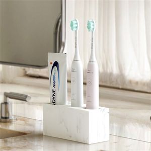 Elektrisk tandborstehållare svart badrum arrangör tandborste verktyg tandkräm lagring rack vit 211222