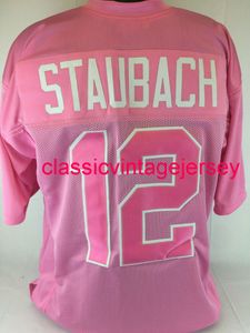 Män kvinnor ungdom Roger Staubach anpassad sydd rosa fotbollströja xs-5xl 6xl