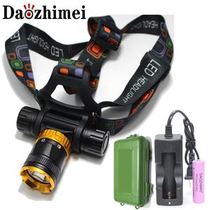 new 5000 lumens T6 Diving head lamp Waterproof Headlight Led Lighting LED Headlamp Torch+1*18650 battery + AC/charger P0820