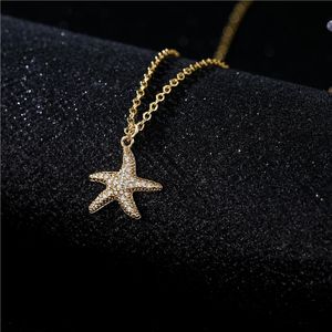 Pendant Necklaces 2021 Gold Color Copper Jewelry Unique Design Cute Starfish CZ For Women Girl Wedding Gift