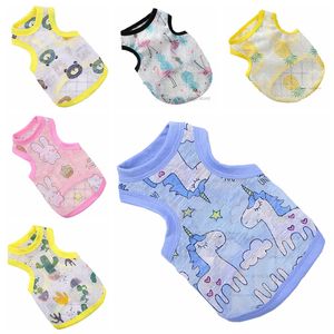 Moda Vestiti per cani Abbigliamento per cani Gilet per protezione solare Fresco e traspirante Primavera Estate Sublimazione Gatto Pet Vestire Camicia per cani di piccola taglia Ragazza Unicorno Abbigliamento sottile Rosa A14