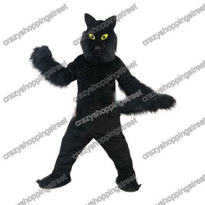 Halloween svart vild wolfish maskot kostym tecknad djur tema tecken jul karneval fest fancy kostymer vuxna storlek utomhus outfit