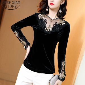 Outono Temperamento de Inverno Longa Manga Mulheres Blusas E Tops Imprimir Black Hollow Malha Camell Plus Size 7140 50 210510