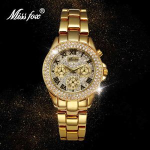 MISSFOX Orologi da donna Oro Luxury Brand Orologio da donna Classic Fack Cronografo Numero romano Bling Orologio da polso Trend 2020 Ladies G