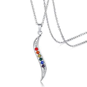 Collana da donna in acciaio inossidabile modello S tipo mosaico strass ciondolo arcobaleno collane di gioielli di semplicità distintiva