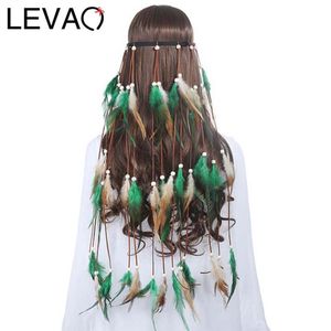 Hair Accessories LEVAO 2021 Girls Black Feather Hairbands For Women Festival Bohemian Style Headbands Rope Headwear Hippie