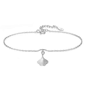 Moda Criativo Ginkgo Folha Charme Bangle S925 Sterling Sier Colar Pingente