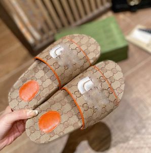 Mit Box Männer Frauen Mode Hausschuhe Luxus Slides Sommer Flach Slipper Trendy Leder Gummi Sandale Herren Strand Slide 35-45