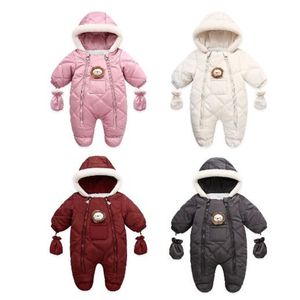 High Quality Newborn Rompers Toddler Baby Romper Boys Girls Winter Warm Footed Jumpsuit Cartoon Lion Hooded Long Sleeves Footies bodysuit With Gloves