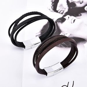 Braccialetti con ciondoli 2022 Street Shooting Unisex Donna Uomo Tessuto in pelle nera Bracciale con chiusura magnetica in acciaio Regali fatti a mano