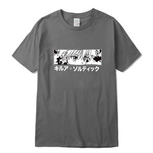 Xin Yi Mäns Casual High Quality100% Bomull T-shirt Toppar Kawaii Hunter X Hunter Tshirt Killua Zoldyck T-shirt Anime Tee Shirt Y0809