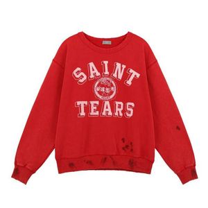 Men's Hoodies Autumn and winter tide br Saint personalized high street graffiti, old ragged, washed loose Pullover OS men's sweater