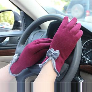 Full Finger Smartphone Touched Screen Gloves Women Mittens Winter Female Bow Warm Wool Soft Touch1